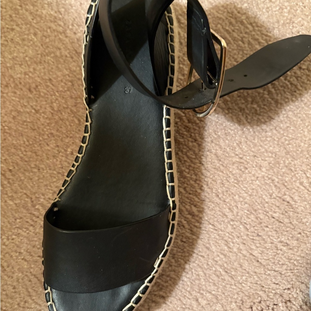 Navy Blue Zara Leather Women's Sandals